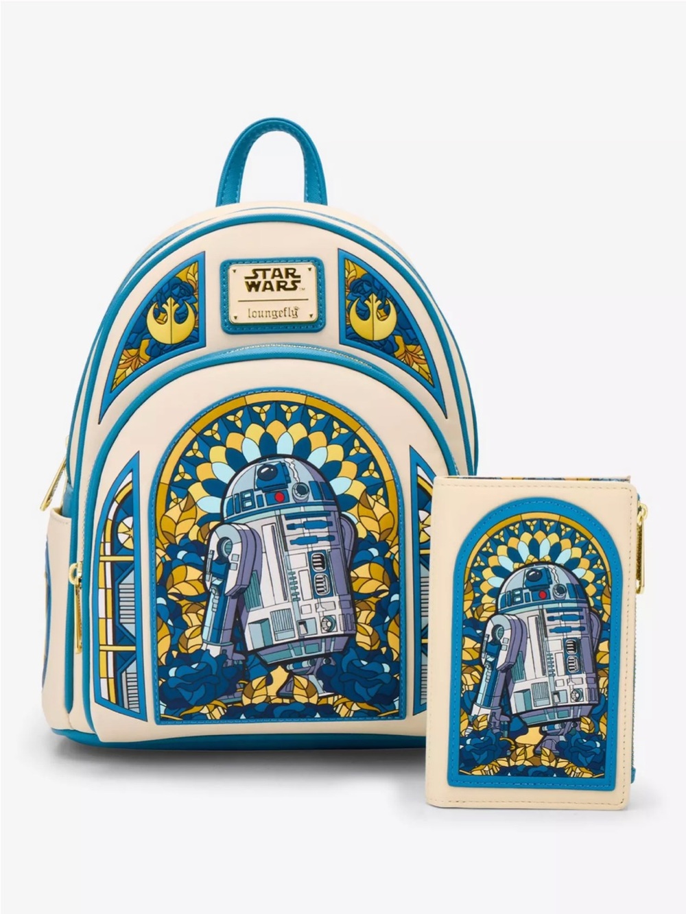 Loungefly Star Wars R2-D2 Stained Glass Portrait Mini Backpack & Wallet